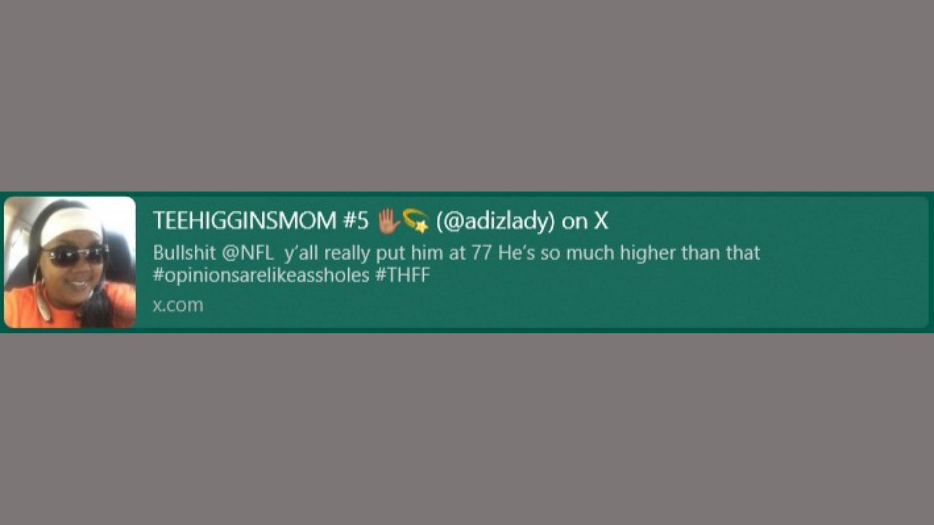 Tee Higgins mom's X post